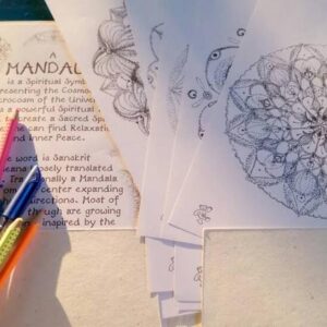 FLOWER MANDALAS for Coloring, eco-friendly folder with 12 A4 Pages, Spiritual Art Prints